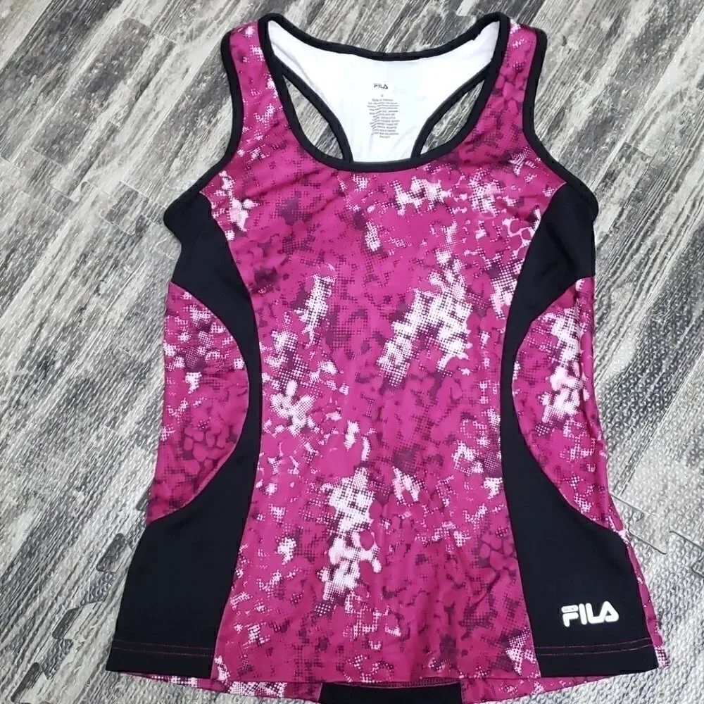 FILA SPORT PERFORMANCE WOMEN'S PINK AND BLACK RACERBACK TANK, SIZE MEDIUM